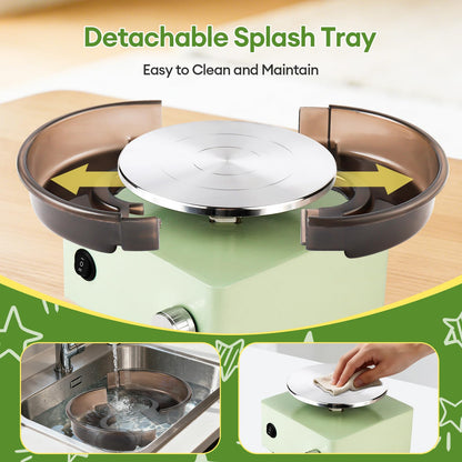 Pottery Wheel - Mini Pottery Wheel kit with 18PCS Pottery Tools, 6" Turntable Bidirectional Rotation Electric Ceramic Wheel, Birthday Christmas Gifts for Adults, Beginners, Teens