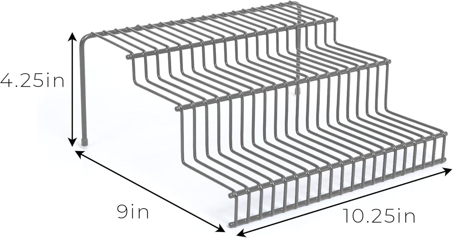 Smart Design 3-Tier Spice Rack, Steel Metal Wire, Rust Resistant, 10.25 x 4.25 Inch - Charcoal Gray