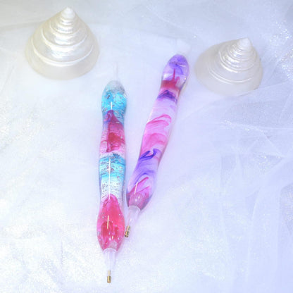 RaySoar (2 Packs) Handmade 5D Diamond Painting Art Drill Pen Kit Tool Accessory with 14 Multi Placer Tips Purple Pink, Blue Pink