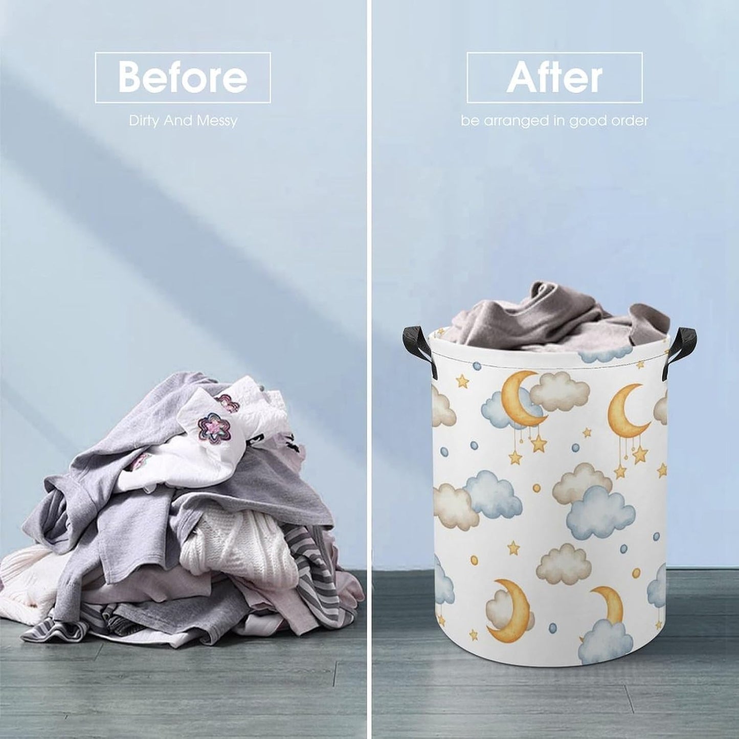 Cartoon Kids Laundry Basket Moon And Stars Decor Kids Laundry Hamper Clothes Hamper Toy Storage Bin Bedroom Bathroom
