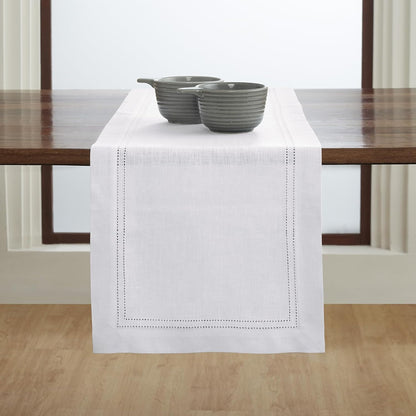 60 Inches 100% 14 60 Inch Summer, Solino Home Linen White Table Runner - Double Hemstitch, Pure Linen Coffee Table