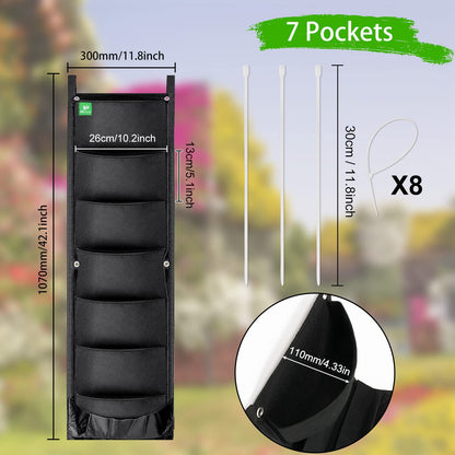 Meiwo New Upgraded Deeper and Bigger 7 Pocket Hanging Vertical Garden Wall Planter For Yard Garden Home Decoration