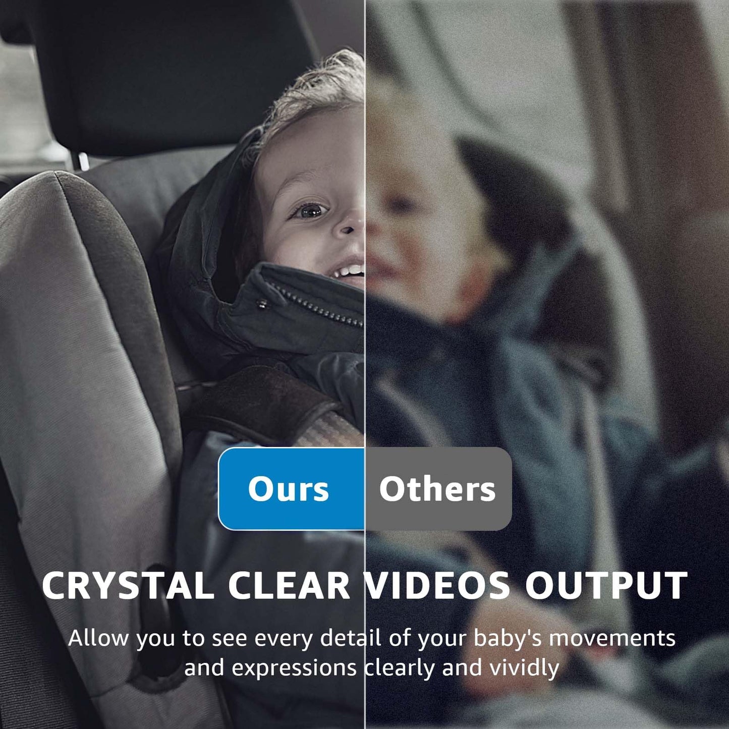 GROWNSY Baby Car Camera, HD Display Baby Car Mirror with Night Vision Feature, 4.3 inch Baby Car Camera with Monitor Wide Clear View, Backseat Camera Rear Facing to Observe Baby’s Every Move