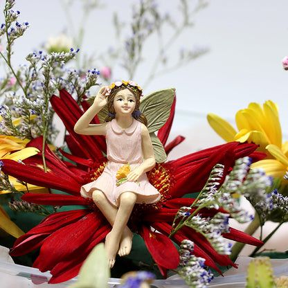 CUIWEI 5 Pcs Mini Garden Figurine Set Miniatures Fairies Statues Without a Stick for Outdoor Lawn Yard Home Decor Lovely Resin Fairy Flower Pot Angel Accessories