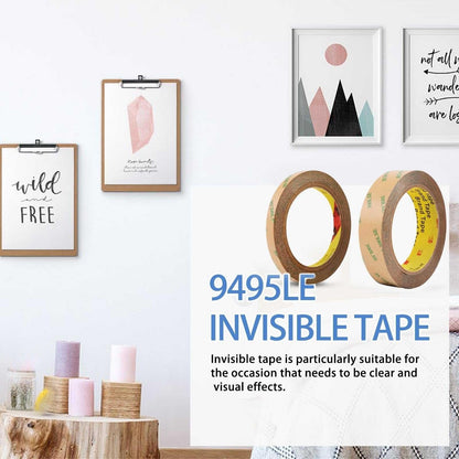 HUTIXI 300LSE Double Sided Tape, 0.39in×45ft Clear Adhesive Mounting Tape Heavy Duty, Removable Picure Hanging Strips, Transparent Scrapbook Stickers, Thin Sticky Tape for Craft, Poster, LED Strips