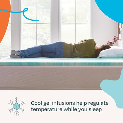 Linenspa 2 Inch Twin Size Gel Memory Foam Mattress Topper - Cooling & Pressure Relieving Design