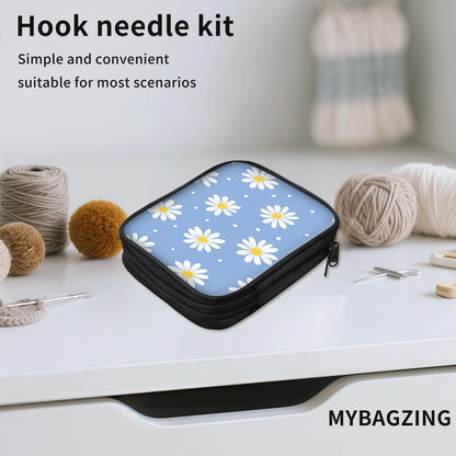 ETLKJVBL Crochet Hook & Knitting Needle Organizer Case, Small Daisy 2-Layer Travel Storage Bag for Hooks, Needles & Accessories, Empty