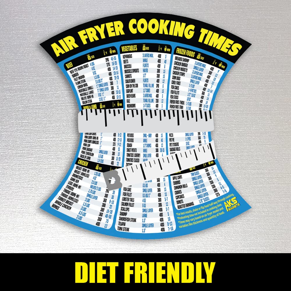 Air Fryer Magnetic Cheat Sheet - Large Print Easy to Read Airfryer Accessory - Air Fryer Cooking Times Chart Magnet, Airfry Cookbook Guide, Kitchen Cheat Sheet, Airfryer Oven Accessories 2025 (Red)