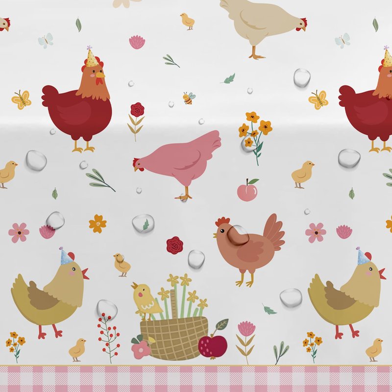 Suhelkit Chicken Party Decorations Tablecloth for Birthday Baby Shower, 3 Pack Farm Animal Barnyard Little Chick Birthday Party Supplies Table Cover, 55in x 86in