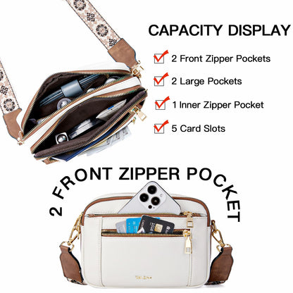 Telena Small Crossbody Bags For Women Vegan Leather Crossbody Purse With Adjustable Wide Strap For Daily Life