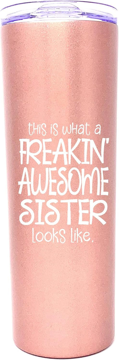 Funny Sister Gifts - Awesome Sister Coffee Mug, Great Travel Cup Gifts for Sisters from Little Sister, Big Brother,