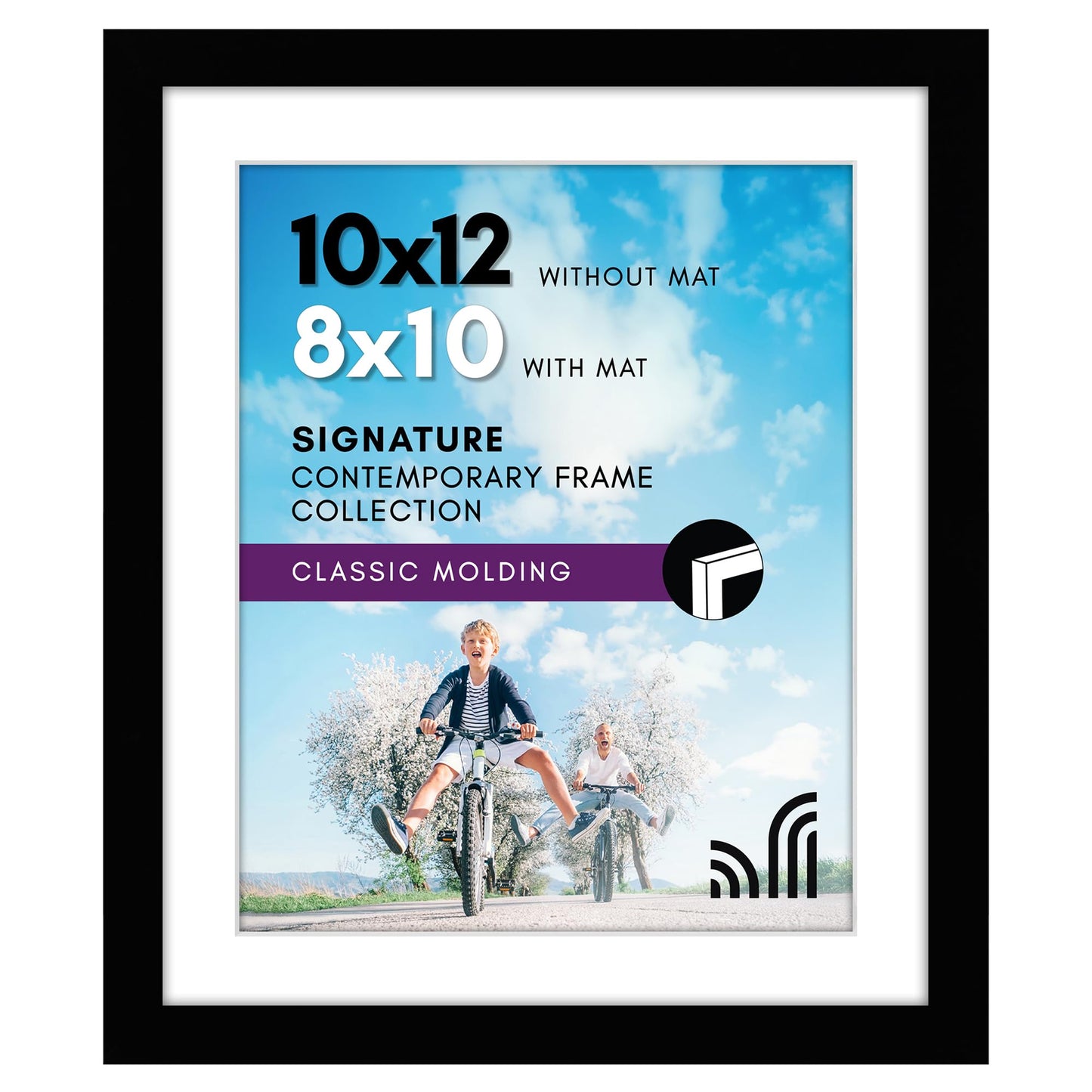 Americanflat 10x12 Picture Frame with Shatter-Resistant Glass - Use as 8x10 Frame with Mat or Display 10x12 Photo Without Mat - Signature Collection - Picture Frames for Wall Display - Black