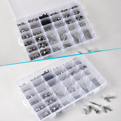 VZTOLKUR 2 Pack Clear Plastic Organizer Box with 36 Grids and Adjustable Dividers for Beads, Crafts, Art DIY, Jewelry, Screws, Pins, Thread, Fishing Gear, Small Items