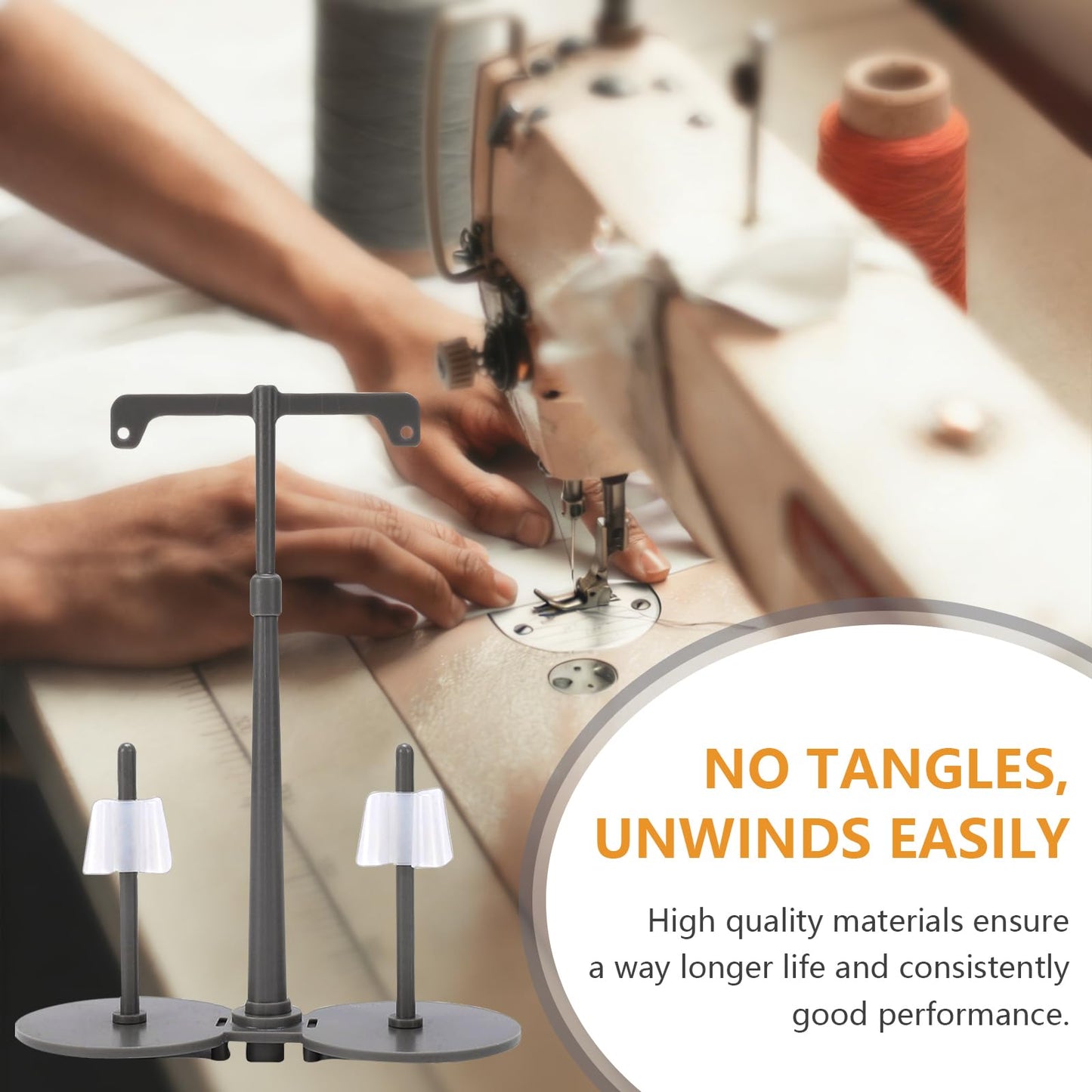 Simthread Universal Sewing Machine Thread Holder, Dual Spool Stand for Embroidery, Quilting and Sewing, Thread Spool Holder Accessory for Machines with Bobbin Winding Interface, Gray