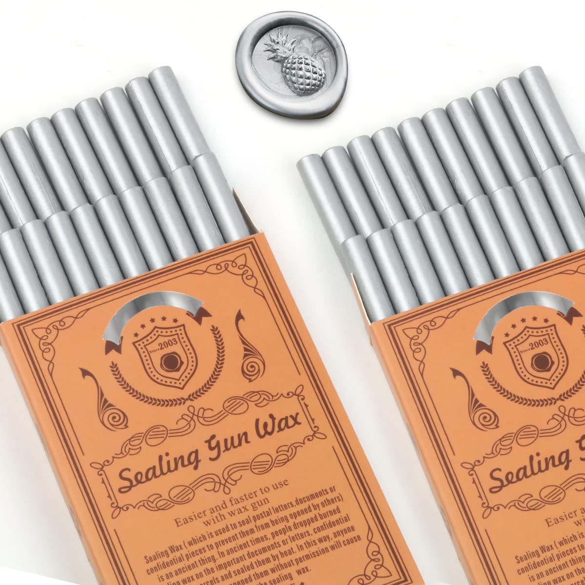 Wax Seal Kits, Wasole 40Pcs Silver Sealing Wax Sticks with Glue Gun + 2Pcs Wax Seal Pens for Wax Seal Stamp, Great for Wedding Invitations, Birthday Cards, Envelopes, Gift Wrapping