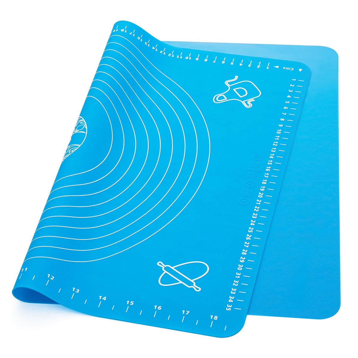 LIMNUO Silicone Baking Mat, Extra Thick Large Non Stick Pastry Mat Sheet for Dough Pie Crust Rolling Mats (Blue, M-16''(W)*20''(L))
