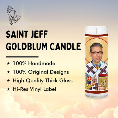 Goldblum Celebrity Glass Jar Candle – Unscented Handmade Soy Wax Votive Candle – Unique Gift for Movie Lovers – 8 Inch
