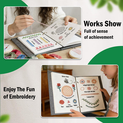 2026 Upgraded Embroidery Stitch Book Kit, 106 Patterns DIY Book Embroidery Kit with Full Tools and Tutorial, Portable All-in-One Hand Beginner Embroidery Book for Adults & DIY Craft Lovers