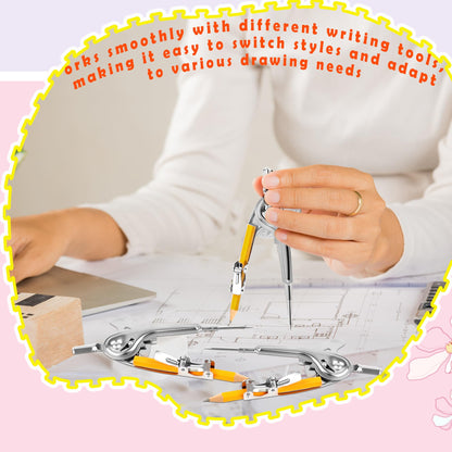 48 Pack Metal Compass for Geometry with Pencil Compass Drawing Tool Set for Students Math Compass for School Classroom Supplies Drafting Drawing