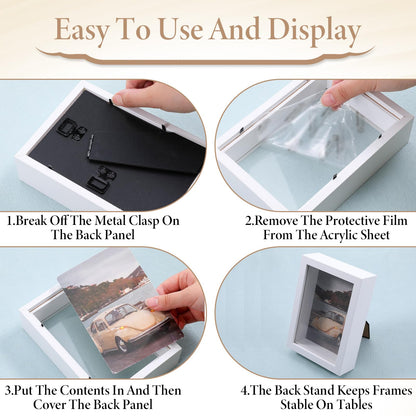 SHENLIU 12 Pack 4 x 6 Inches Shadow Box Frame, Small Wood Frame Memory Display Cases,1.2in Depth Picture Frames Case for Dried Flowers, DIY Craft, Memorabilia, Medals and Photos, White
