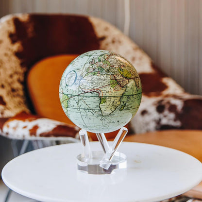 MOVA Globe - Antique Cassini Green Classic (4.5") | Solar Powered Rotating Desktop Globe | Classic Decorative Gift | No Wires or Batteries | Silent Motion Decor