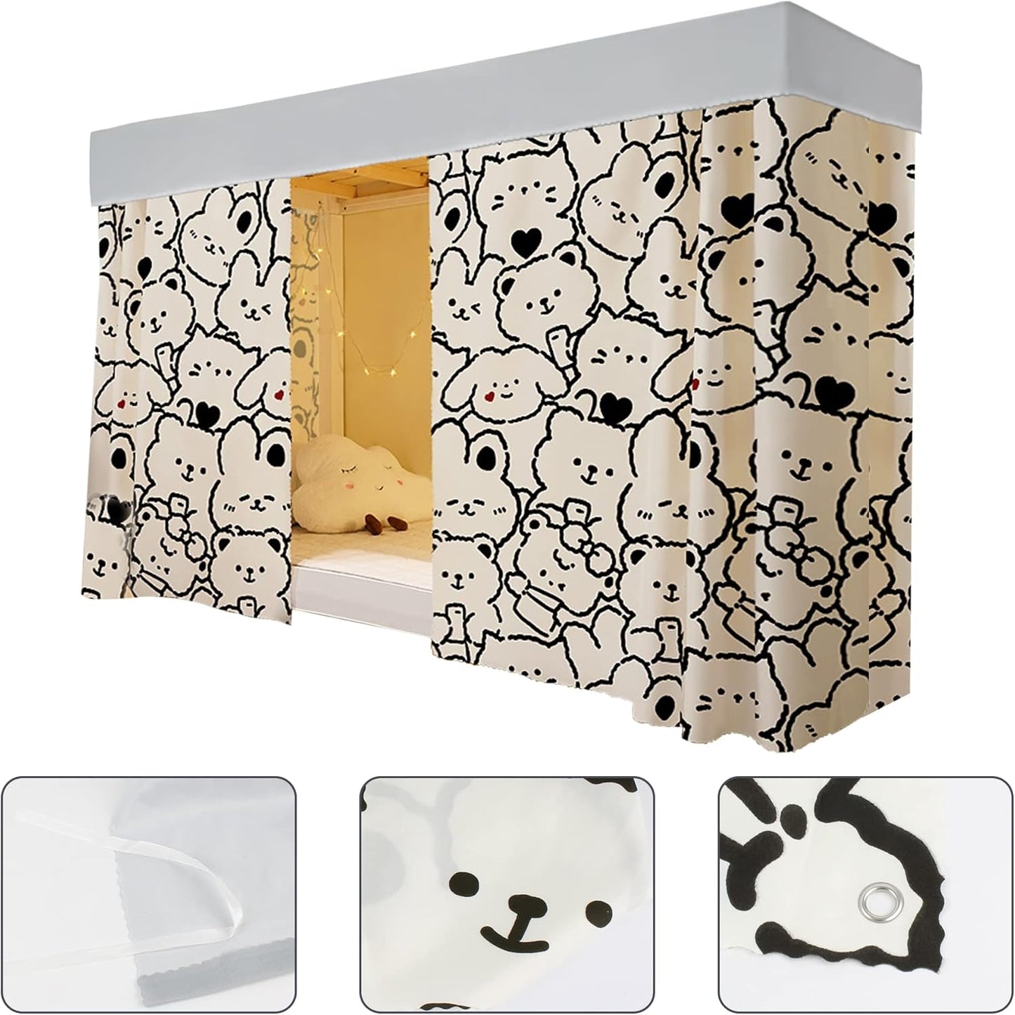 Lobagve Van Caro Students Dorm Home Bunk Bed Curtains, Breathable Dustproof Blackout Cloth Bed Canopy