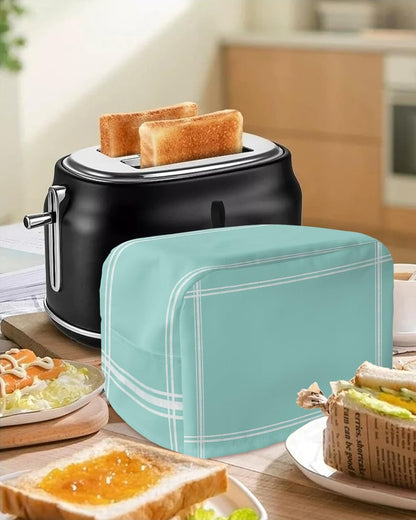 2 Slice Toaster Cover, Solid Teal Color Dustproof Bakeware Protector with Pockets for Small Kitchen Appliances