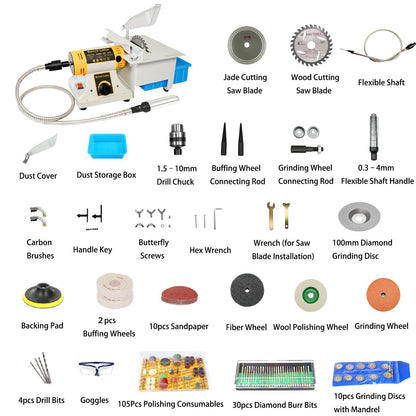 Lapidary Rock Saw for Cutting Rocks, 750W Mini Lapidary Equipment for Jewelry and Gemstone Polishing, 110V Table Saw Grinder Machine with Polishing Kit for Jade Agate Wood and Beeswax