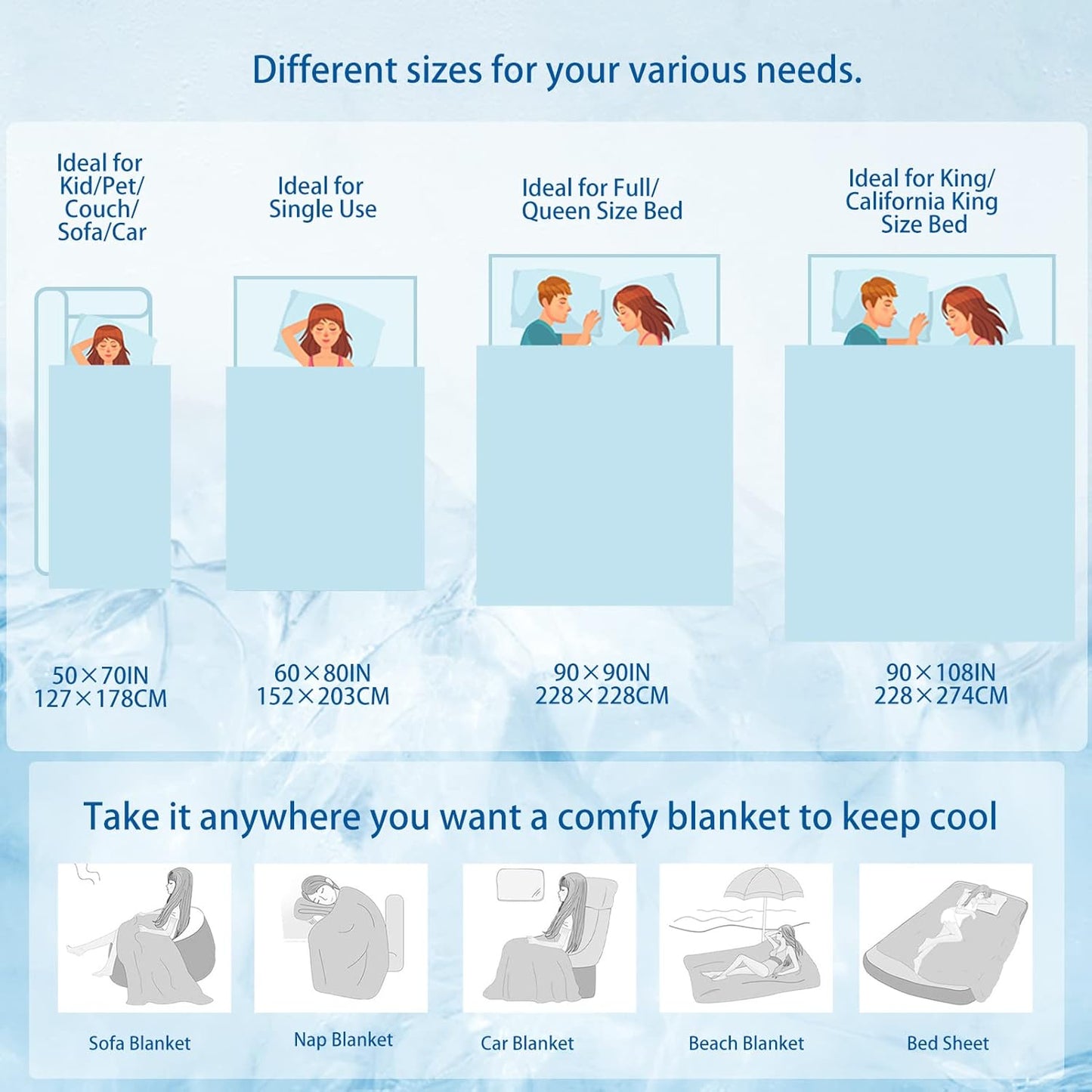 OIGAE Cooling Blanket - Double Sided Cold Effect Bed Throw for Hot Sleepers, Skin-Friendly