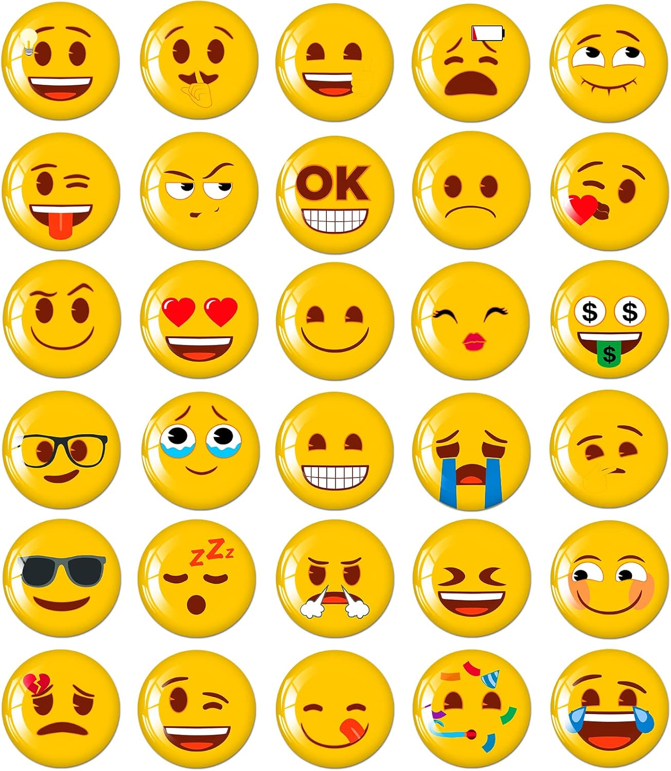 MORCART 30PCS Emoji Magnets for Fridge, Decorative School, Office, Kitchen, Funny Cute