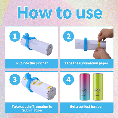 Majreey Sublimation Blanks Tumbler Clamp Tool, for 20 Oz Sublimation Blanks, Heat Resistant Gloves, Heat Tape Sublimation, Heat Tape Dispenser Sublimation Kit, Tumbler Clamp Clamp (Blue,Pink)