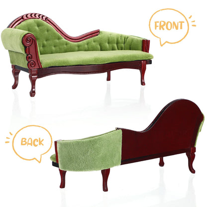 ABOOFAN 1:12 Scale Dollhouse Furniture, Victorian Miniature Couch with Carved Wood Frame, Miniature Sofa for Dollhouse Living Room Display