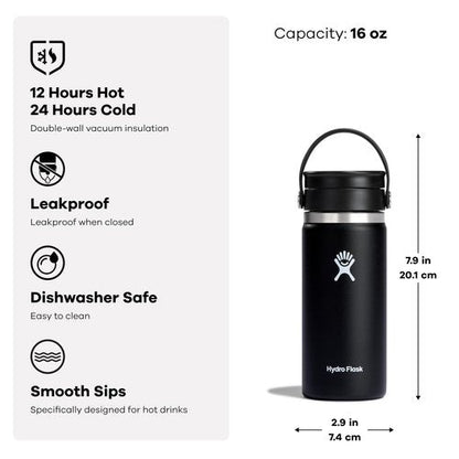 Hydro Flask Flex Sip Coffee Tumbler – Insulated Stainless Steel, Non Spill, Leak Proof Travel Coffee Cup 16 Oz Oat Tan