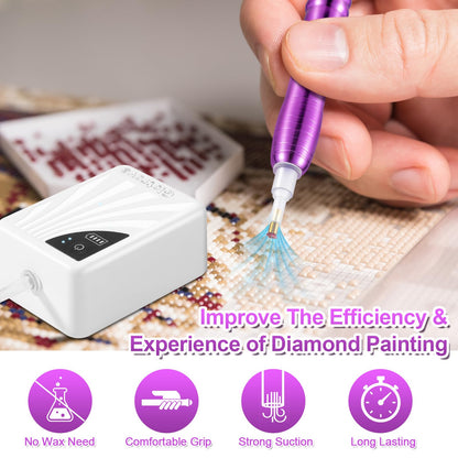 Glotrove Electric Diamond Painting Pen, Diamond Art Pens No Wax Needed, Accessories Tool Vacuum Drill Pen with Adjustable Suction Levels for Setting Stones