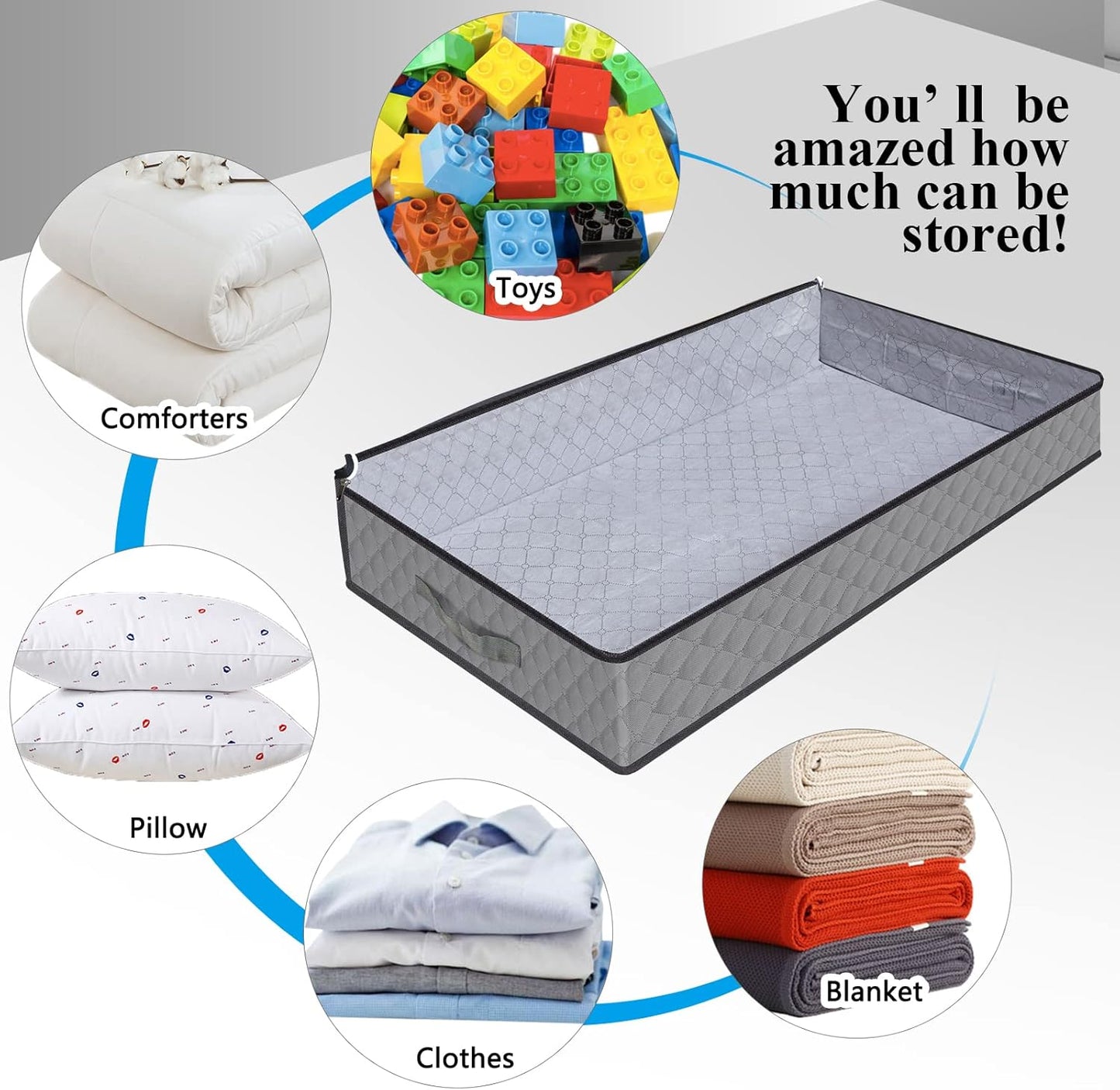 Homelove Under Bed Storage Bags, 2 Pack Fabric Containers with Reinforced Handles and Clear Window for Blankets,