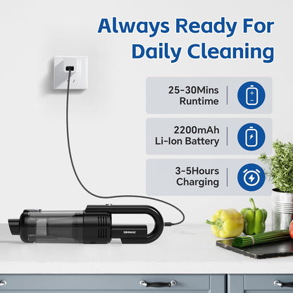 Handheld Car Vacuum Cleaner Cordless, 9500PA Powerful Suction, Lightweight Wireless Mini Vacuum with LED Light for