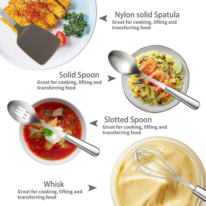 Stainless Steel Cooking Utensils Set, 4-piece Kitchen Utensil Set with Non-Stick and Heat Resistant Features