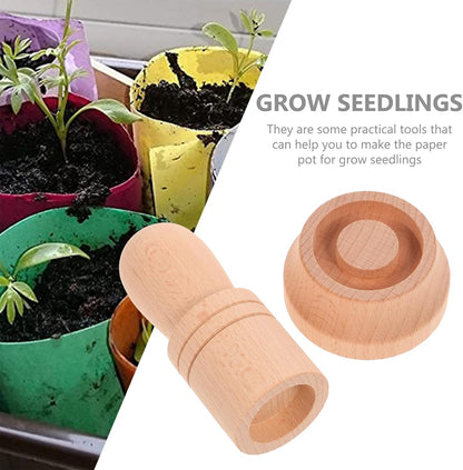 Yardwe Paper Pot Maker Set - 1 Set Flowerpot Starting Kit for Succulent Plants, Wood Juicy Machine