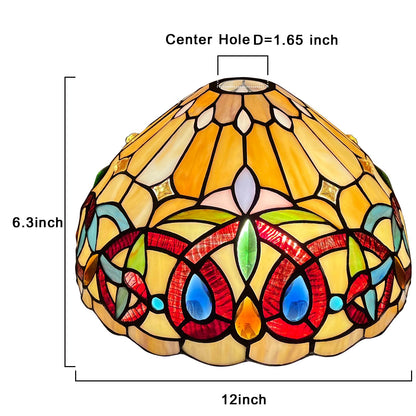 Capulina Tiffany Lamp Shade 12 Inches Wide Accessories Replacement Cream Brown Style Stained Glass Lampshade for Torchiere Floor Lamp and Pendant Light