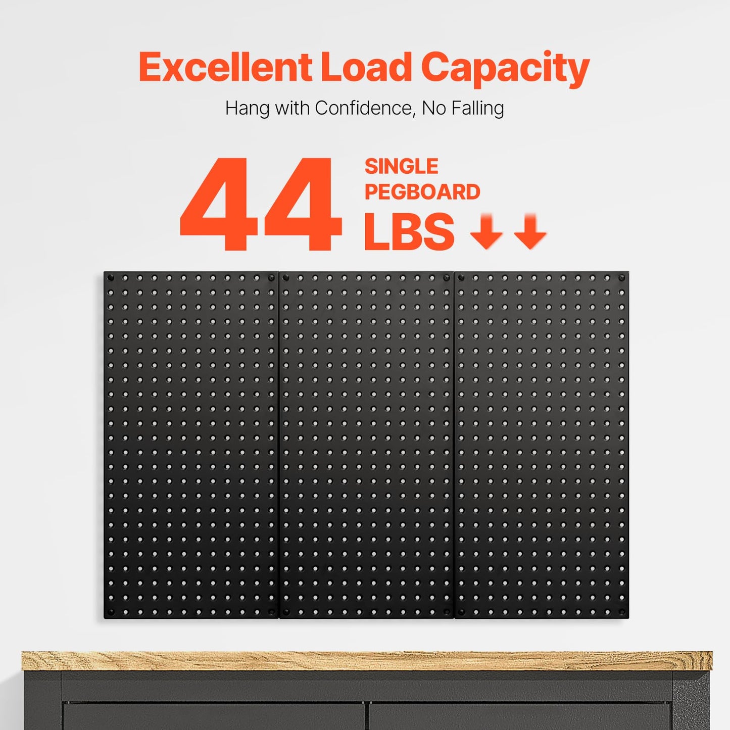 VEVOR Metal Pegboard Panels, 24" x 12" Pegboard, 3 Panels, Heavy Duty Steel Peg Board Wall Organizer, for Living Room Garage Tool Storage Workbench Office Organization Craft Room Kitchen Home, Black