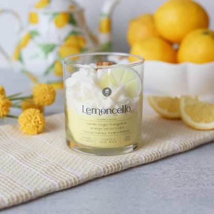 Dessert Candle Lemoncello, Long Lasting Scent Citrus Bergamot Mint, Natural Coco Soy Wax, 9 oz