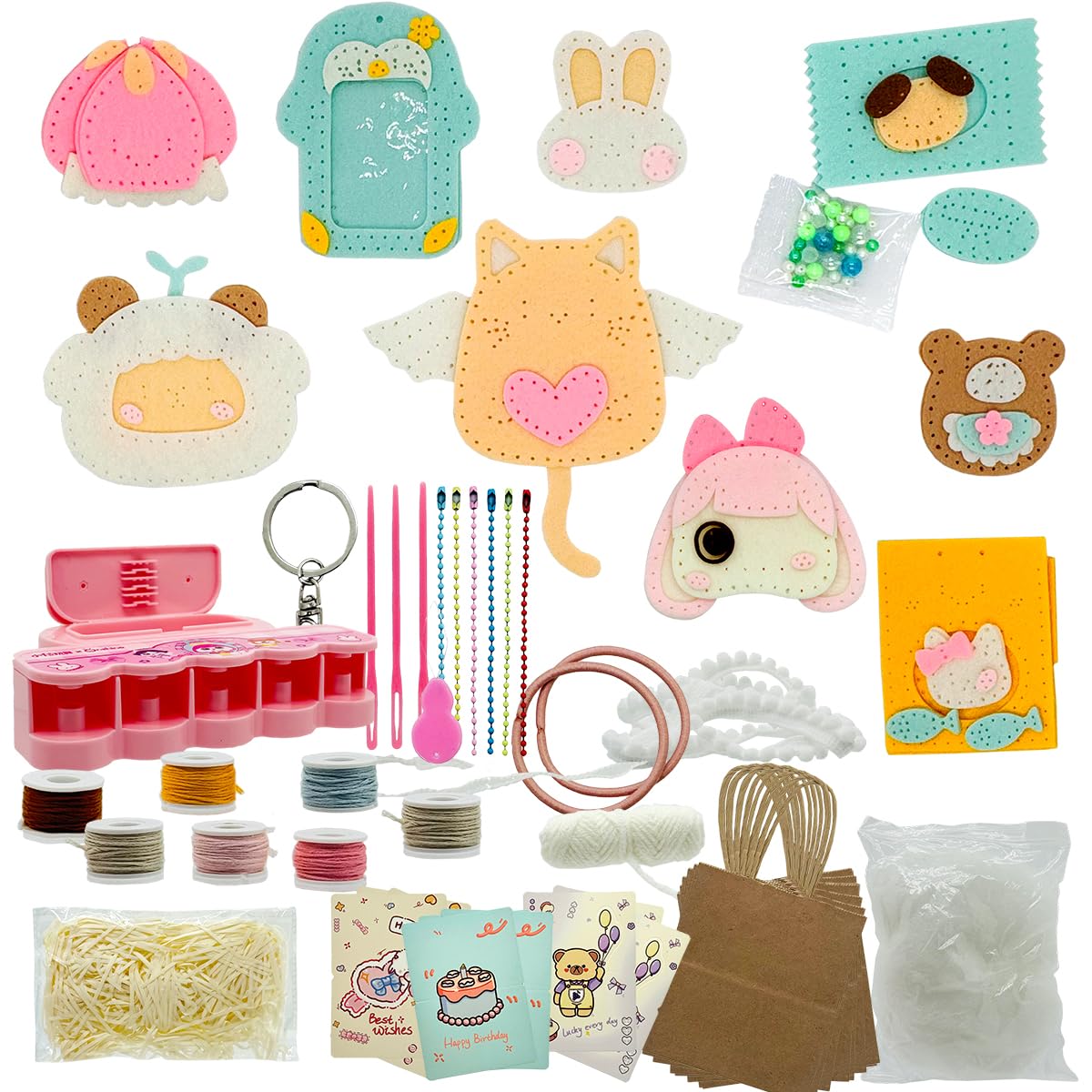 Ferberbears Flet Sewing Kit for Kids Arts and DIY Crafts Kit for Girls Handmade Animal Hanging Charms Beginner 8-10-12 Birthday Gift