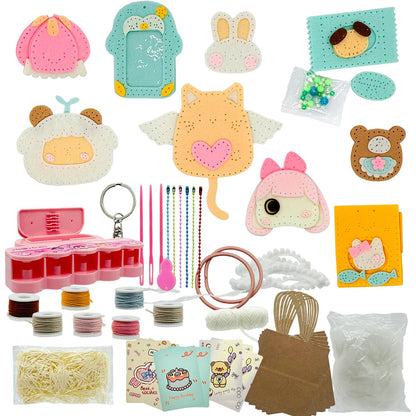 Ferberbears Flet Sewing Kit for Kids Arts and DIY Crafts Kit for Girls Handmade Animal Hanging Charms Beginner 8-10-12 Birthday Gift