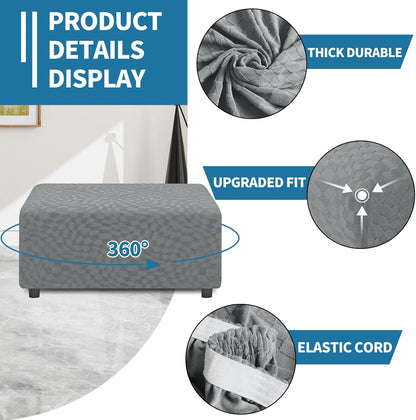 2026 (L:45"-56") ZNSAYOTX Rectangle Ottoman Cover Super Stretch Soft Footrest Slipcover Form Fit, Universal Folding