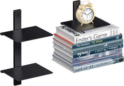 2 1 Pack Floating Book Shelves for Wall, Tier Invisible Floating Bookshelf, Vertical Spine Book Tower, Wall Mounted