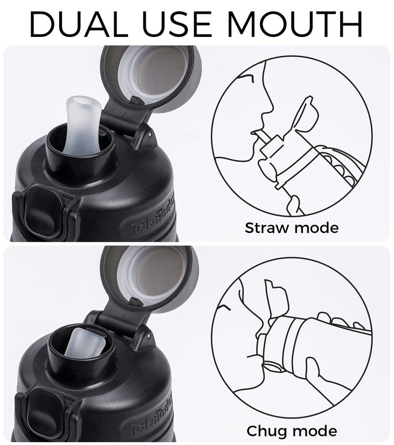 TakeToday Collapsible Water Bottles 21oz (2 pack), Foldable Platinum Silicone Travel Water Bottle with Straw & Carry Strap, Leak-Resistant Screw Lid, Wide Mouth, BPA-Free for Hiking, Camping, Travel