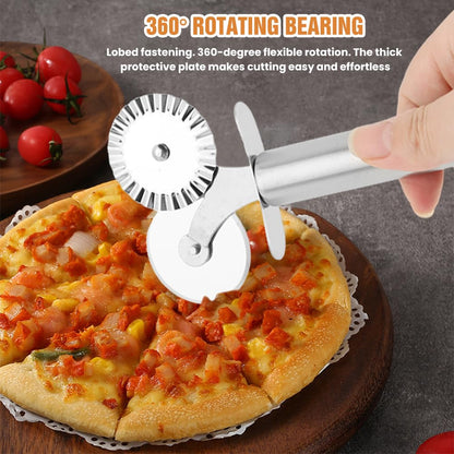 5 Wheel Pastry Cutter, Expandable Stainless Steel Dough Cutter Wheel with Handle, Baking Roller Cookie Dough Divider, Multi-Round Pastry Knife, Pizza Cutter Roller and Pie Server