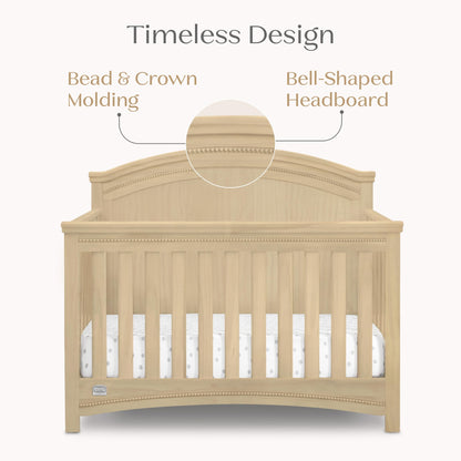 Simmons Kids SlumberTime Emma 4-in-1 Convertible Baby Crib N More - Greenguard Gold Certified, Natural Sandstone