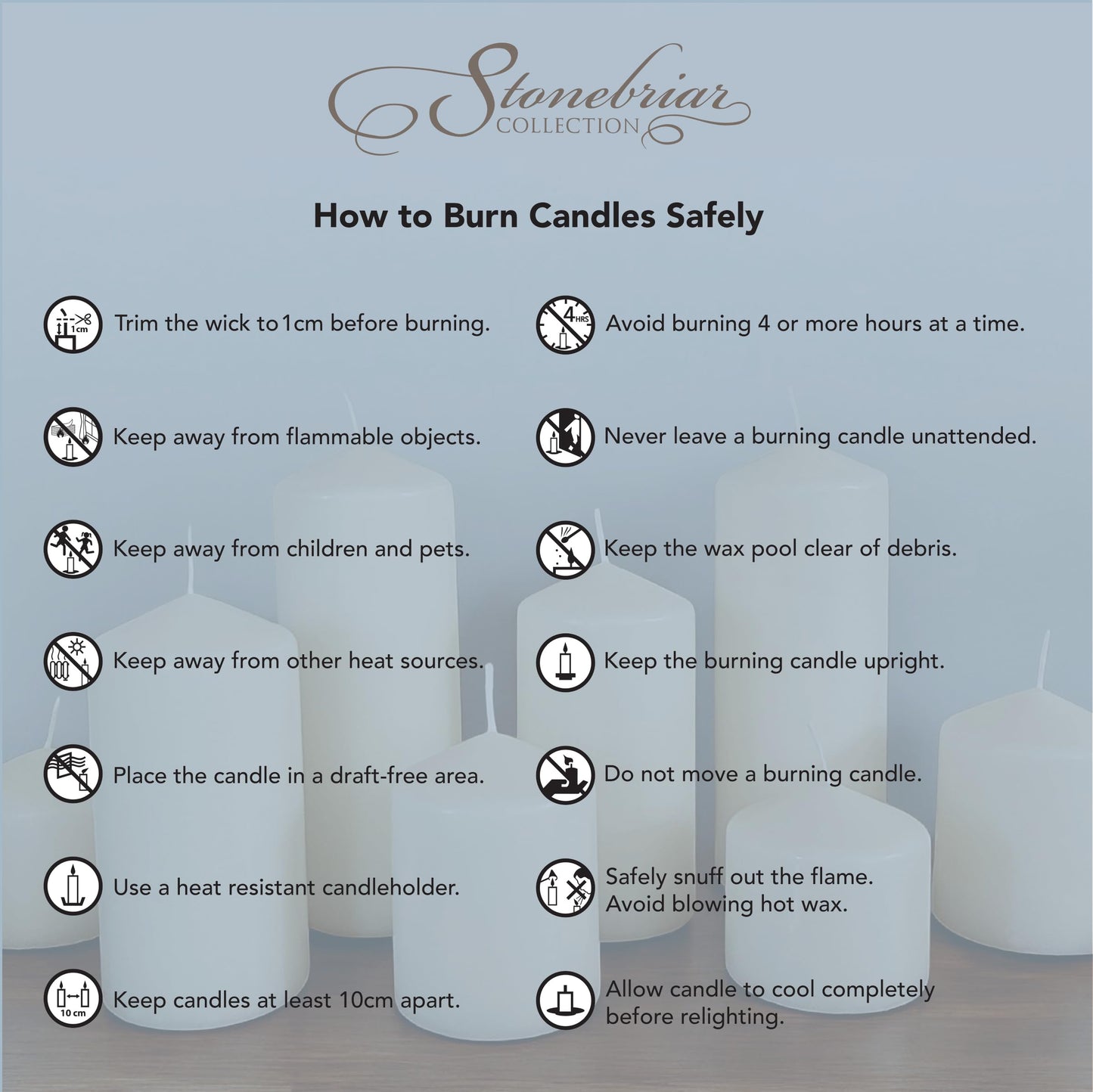 Stonebriar Unscented White Tall Pillar Candles, 18 Hour Burning Candle Pillars, Perfect for Decor, Weddings, Emergencies 3" X 3", 6 count