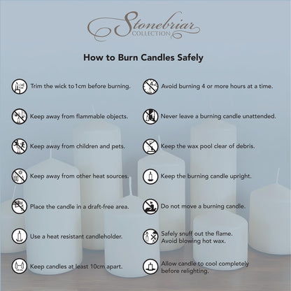 Stonebriar Unscented White Tall Pillar Candles, 18 Hour Burning Candle Pillars, Perfect for Decor, Weddings, Emergencies 3" X 3", 6 count